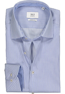 ETERNA 1863 modern fit premium overhemd, 2-ply twill heren overhemd, blauw met wit gestreept