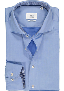 ETERNA 1863 slim fit casual Soft tailoring overhemd, twill heren overhemd, blauw (contrast)