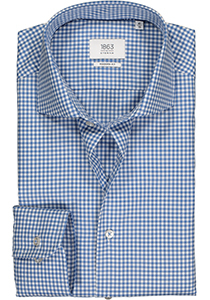 ETERNA 1863 modern fit premium overhemd, 2-ply twill heren overhemd, blauw met wit geruit