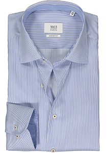 ETERNA comfort fit overhemd, twill, middenblauw gestreept (contrast)