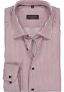 ETERNA modern fit overhemd, twill heren overhemd, bordeaux rood met wit gestreept