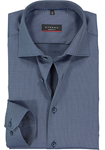ETERNA modern fit overhemd, structuur heren overhemd, blauw met grijs