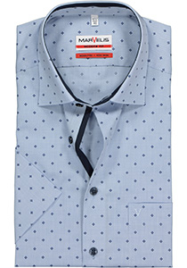 MARVELIS modern fit overhemd, korte mouw, lichtblauw mini ruitje (contrast)
