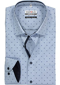 MARVELIS comfort fit overhemd, lichtblauw mini ruitje met dessin (contrast)