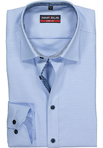 MARVELIS body fit overhemd, mouwlengte 7, lichtblauw gestipt structuur (contrast)