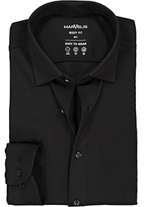 MARVELIS jersey body fit overhemd, zwart tricot
