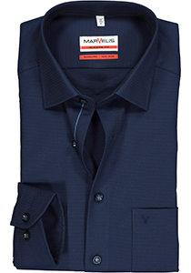 MARVELIS modern fit overhemd, mouwlengte 7, nachtblauw structuur (contrast)