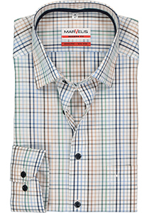MARVELIS modern fit overhemd, mouwlengte 7, wit, blauw en groen geruit (contrast)