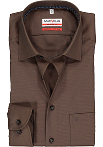 MARVELIS modern fit overhemd, bruin structuur (contrast)