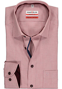 MARVELIS modern fit overhemd, bordeaux en rood met wit structuur (contrast)