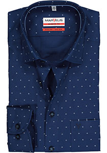 MARVELIS modern fit overhemd, marine blauw met wit mini dessin