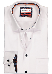 MARVELIS modern fit overhemd, mouwlengte 7, wit Oxford (contrast)