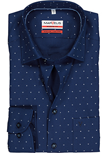 MARVELIS modern fit overhemd, mouwlengte 7, marine blauw met wit mini dessin