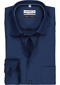 MARVELIS comfort fit overhemd, marine blauw structuur (contrast)