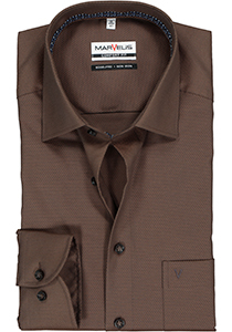 MARVELIS comfort fit overhemd, bruin structuur (contrast)