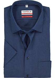 MARVELIS modern fit overhemd, korte mouw, fil a fil, donkerblauw (contrast)