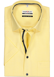 MARVELIS comfort fit overhemd, korte mouw, fil a fil, geel (contrast)