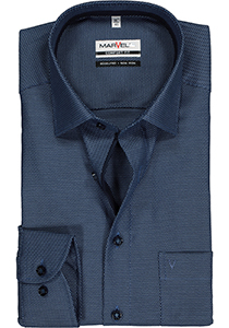 MARVELIS comfort fit overhemd, structuur, donkerblauw (contrast)