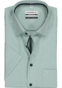 MARVELIS comfort fit overhemd, korte mouw, structuur, groen (contrast)