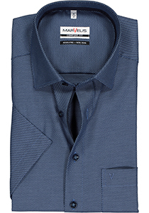 MARVELIS comfort fit overhemd, korte mouw, structuur, donkerblauw (contrast)