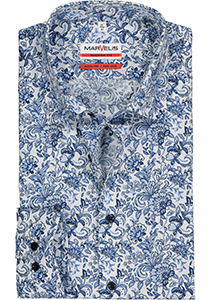 MARVELIS modern fit overhemd, popeline, wit met blauw bloemen dessin