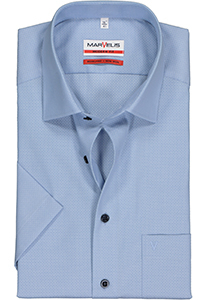 MARVELIS modern fit overhemd, korte mouw, structuur, lichtblauw