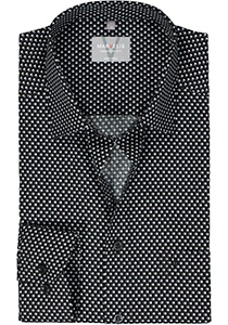 MARVELIS comfort fit overhemd, popeline, zwart met wit en grijs dessin