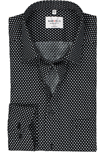 MARVELIS modern fit overhemd, mouwlengte 7, popeline, zwart met wit en grijs dessin