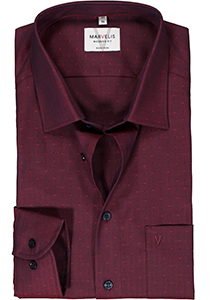 MARVELIS modern fit overhemd, mouwlengte 7, herringbone, rood