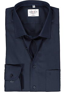 MARVELIS modern fit overhemd, mouwlengte 7, herringbone, donkerblauw