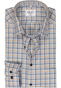 MARVELIS modern fit overhemd, mouwlengte 7, twill, blauw, geel en wit geruit
