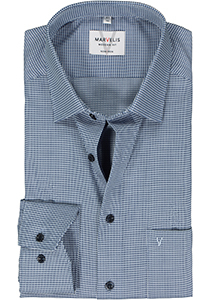 MARVELIS modern fit overhemd, mouwlengte 7, structuur, donkerblauw mini dessin