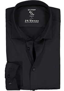 OLYMP No. Six 24/Seven super slim fit overhemd, zwart tricot