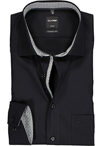 OLYMP Luxor modern fit overhemd, mouwlengte 7, zwart (contrast)