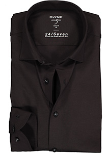 OLYMP Level 5 24/Seven body fit overhemd, zwart tricot
