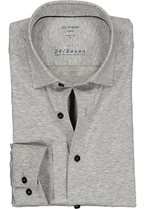 OLYMP Luxor 24/Seven modern fit overhemd, zilvergrijs tricot