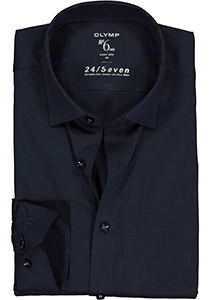 OLYMP No. Six 24/Seven super slim fit overhemd, tricot, marine blauw