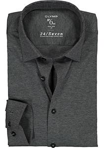 OLYMP No. Six 24/Seven super slim fit overhemd, tricot, antraciet grijs