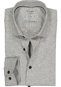 OLYMP Level 5 24/Seven body fit overhemd, zilvergrijs tricot