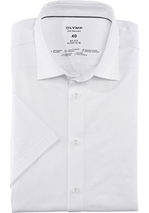 OLYMP 24/7 No. 6 Six super slim fit overhemd, korte mouw, tricot, wit