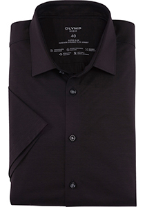 OLYMP 24/7 No. 6 Six super slim fit overhemd, korte mouw, tricot, zwart