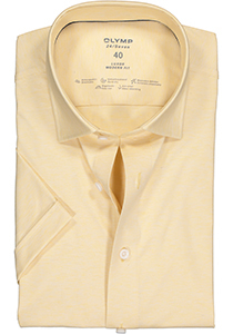 OLYMP Luxor modern fit overhemd 24/7, korte mouw, geel tricot