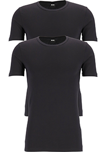 HUGO BOSS Modern stretch T-shirts slim fit (2-pack), heren T-shirts O-hals, zwart