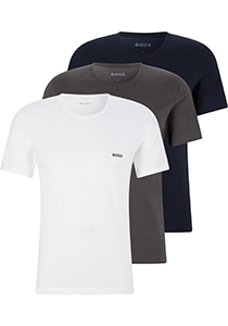 HUGO BOSS Classic T-shirts regular fit (3-pack), heren T-shirts O-hals, grijs, wit, navy
