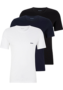 HUGO BOSS Classic T-shirts regular fit (3-pack), heren T-shirts O-hals, wit, navy, zwart