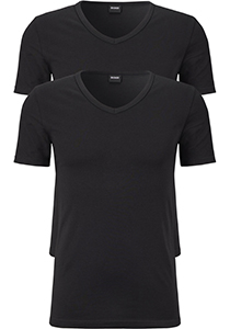HUGO BOSS Modern stretch T-shirts slim fit (2-pack), heren T-shirts V-hals, zwart