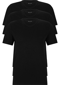 HUGO BOSS Classic T-shirts regular fit (3-pack), heren T-shirts V-hals, zwart