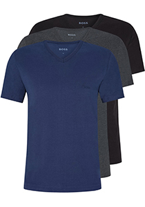 HUGO BOSS Classic T-shirts regular fit (3-pack), heren T-shirts V-hals, navy, grijs, zwart