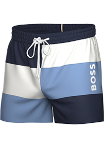HUGO BOSS Court swim shorts, heren zwembroek, blauw-wit gestreept