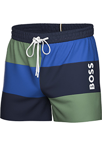 HUGO BOSS Court swim shorts, heren zwembroek, groen met blauw gestreept